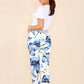 Italian Floral Print Drawstring Cotton Joggers