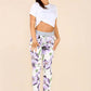 Italian Floral Print Drawstring Cotton Joggers