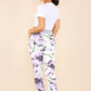 Italian Floral Print Drawstring Cotton Joggers
