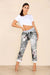 Italian Floral Print Drawstring Cotton Joggers