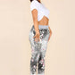 Italian Floral Print Drawstring Cotton Joggers