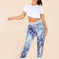 Italian Floral Print Drawstring Cotton Joggers