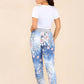 Italian Floral Print Drawstring Cotton Joggers