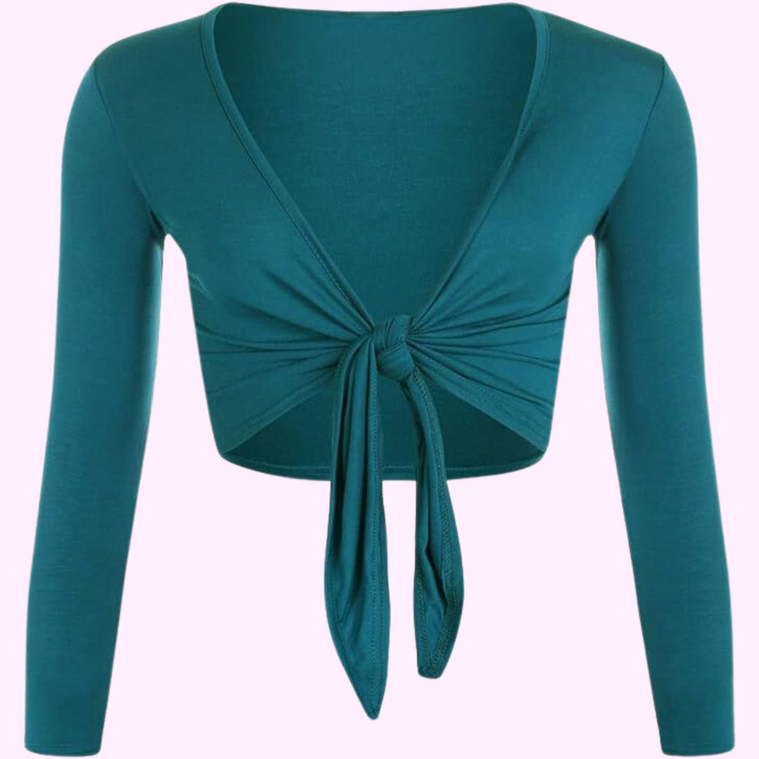 Long Sleeve Front Tie Crop Shrug