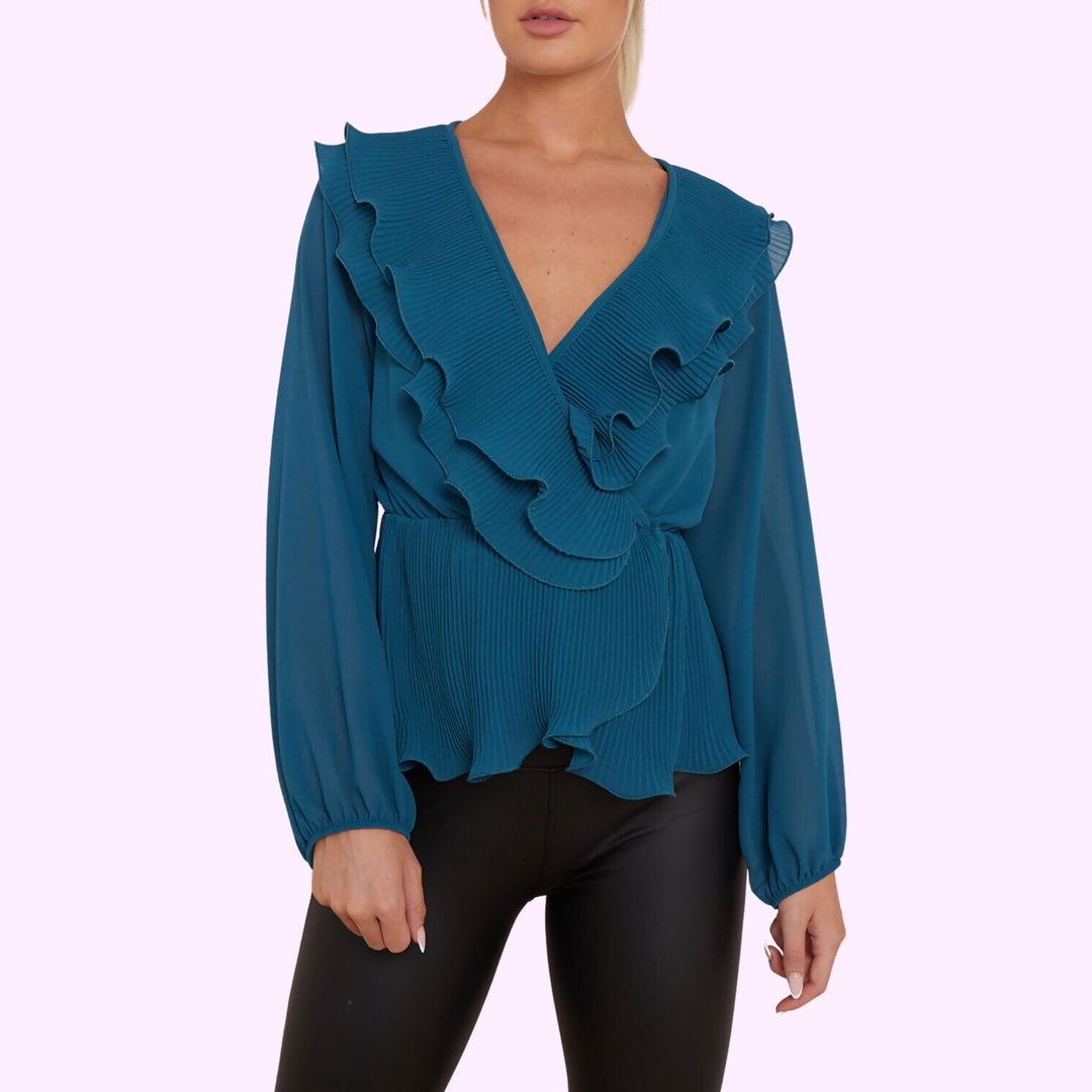 RUFFLE TRIM BLOUSE