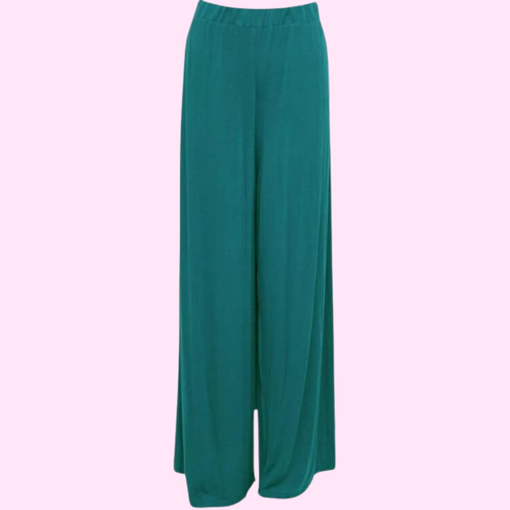 Womens Plain Wide Leg Palazzo Flared Trousers