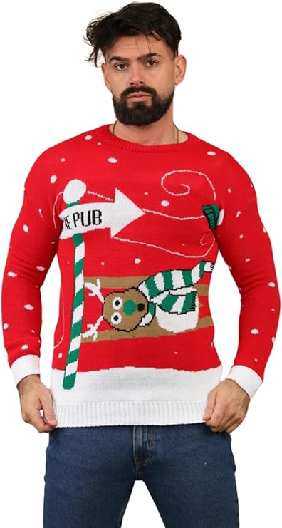 Mens To the Pub Christmas Xmas Jumper