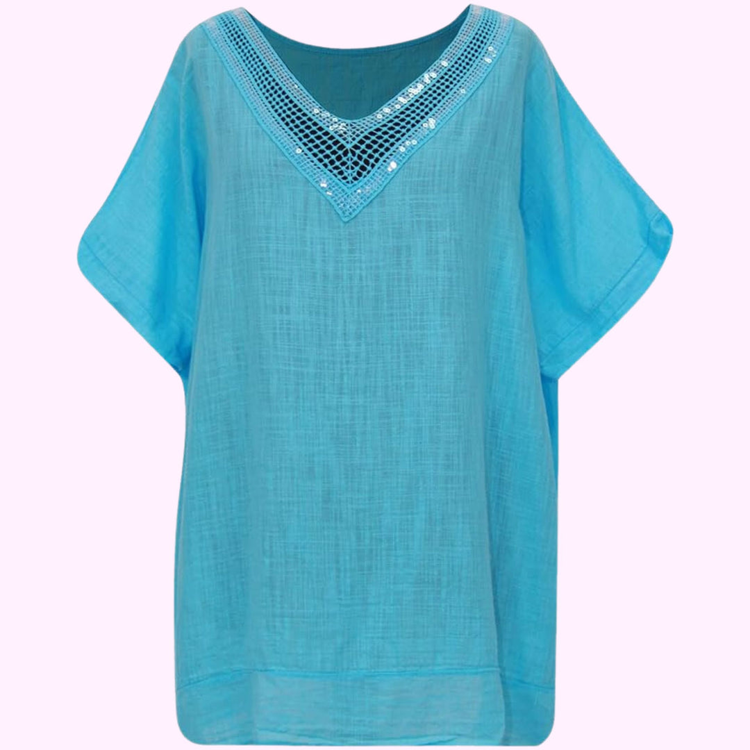 Italian V Neck Sequin lace Tunic