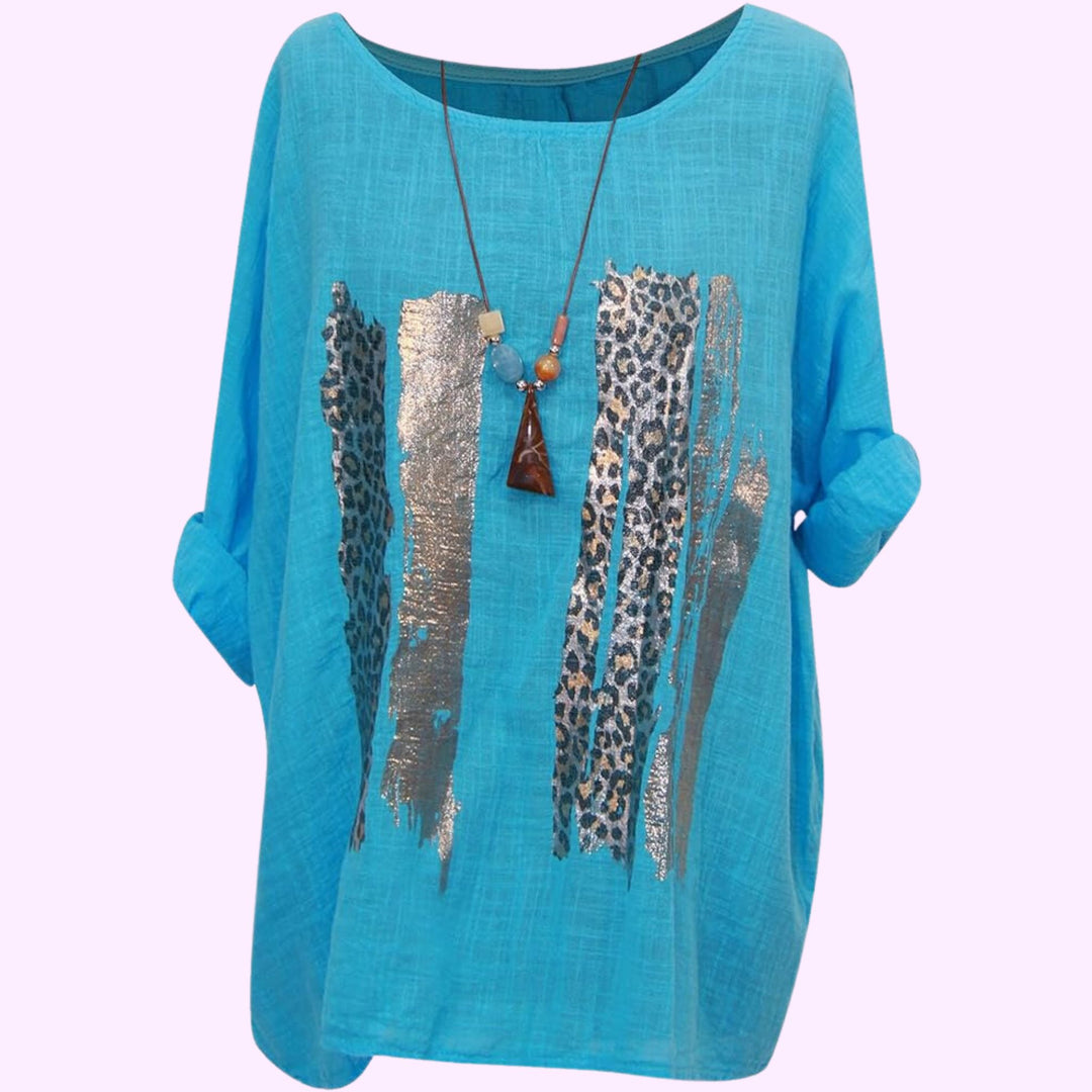 Italian Animal Foil Print Tunic Top