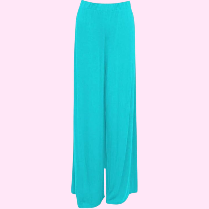 Womens Plain Wide Leg Palazzo Flared Trousers