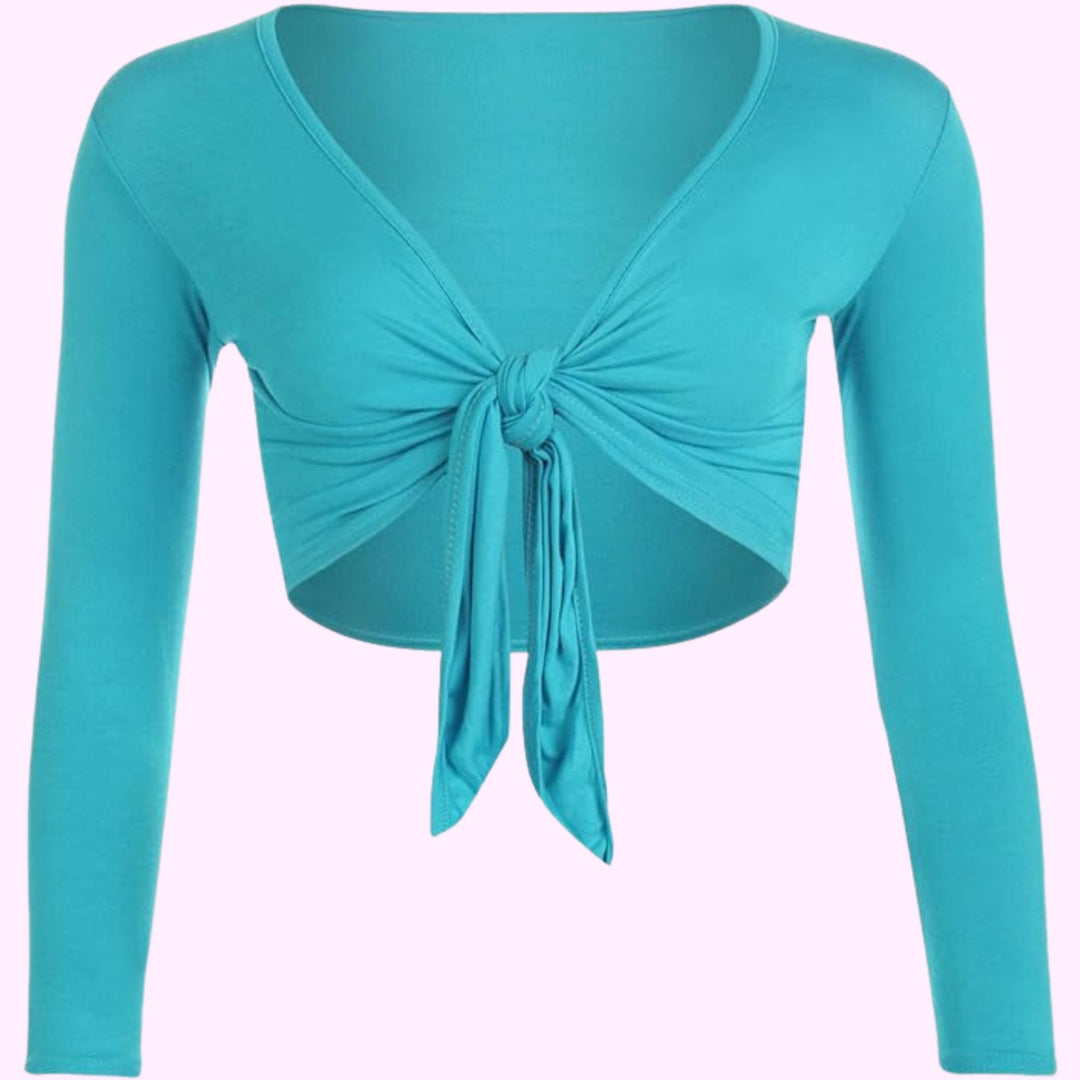 Long Sleeve Front Tie Crop Shrug