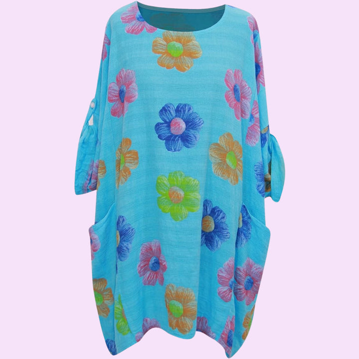 Italian Floral Print Cotton Summer Top