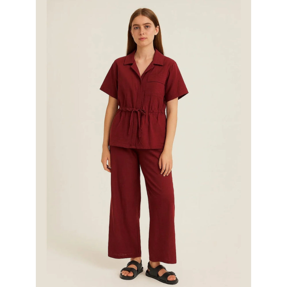 Italian Ladies Short Sleeve Tie Waisted Co-ord Set