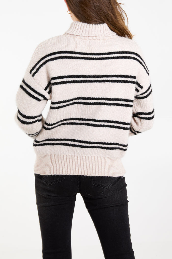 Roll Neck Double Stripe Jumper