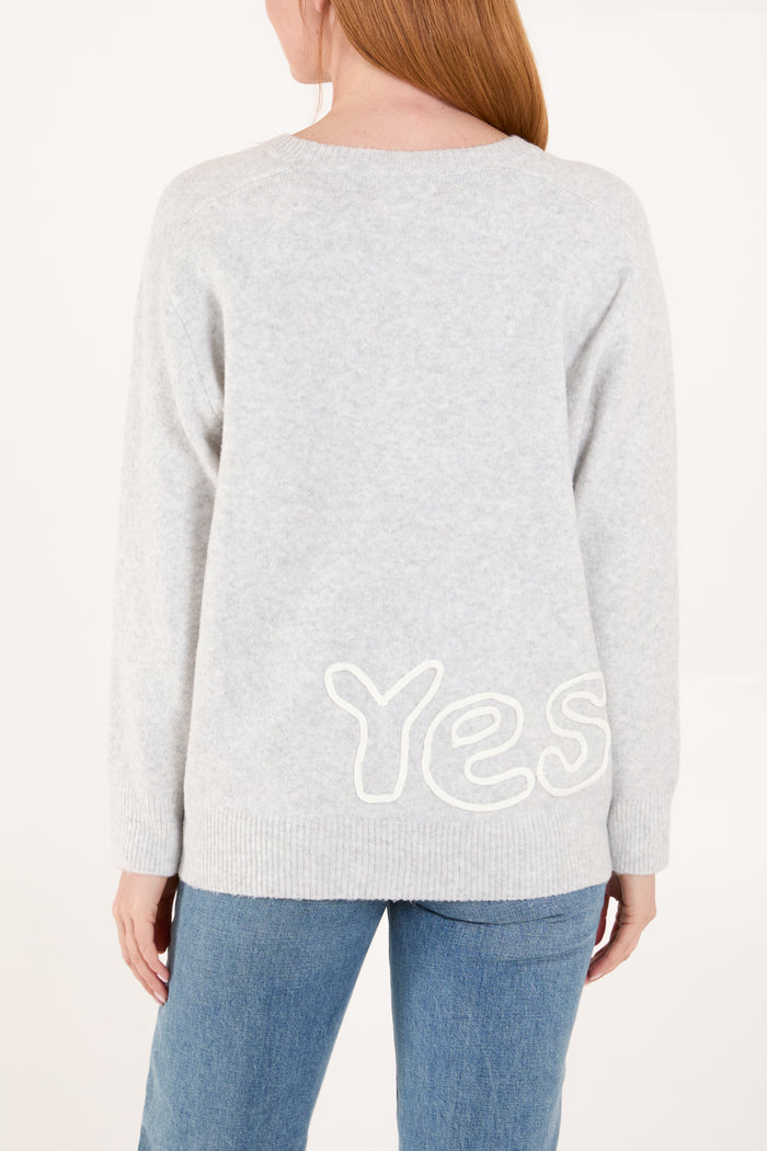 Oui' Embroidery Fine Knit Jumper