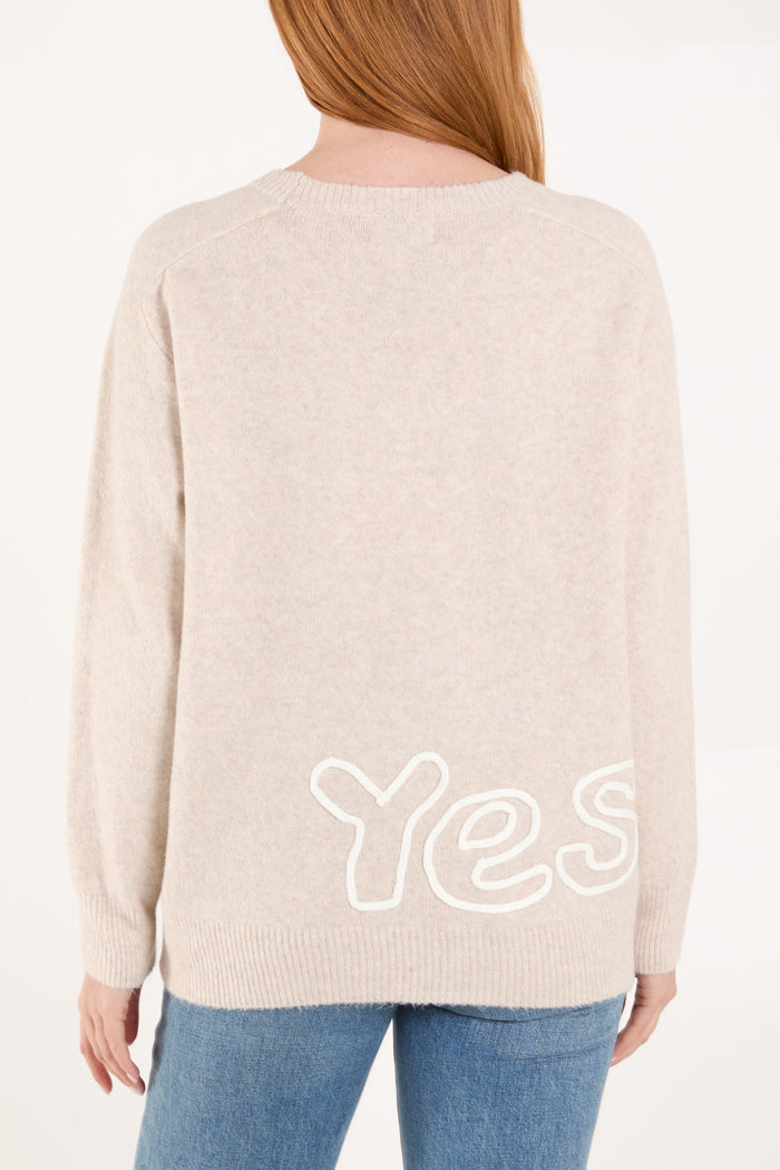 Oui' Embroidery Fine Knit Jumper