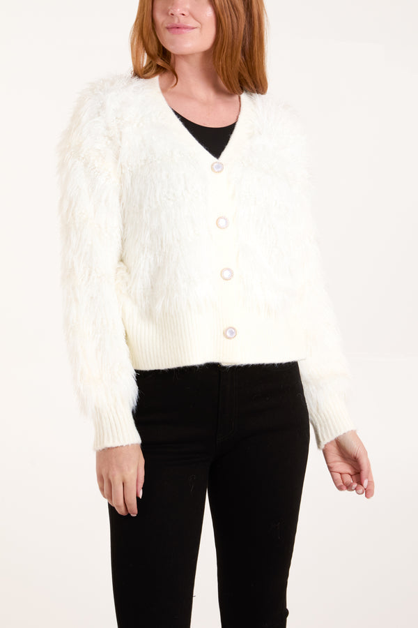 Sparkly & Fluffy Pearl Button Cardigan