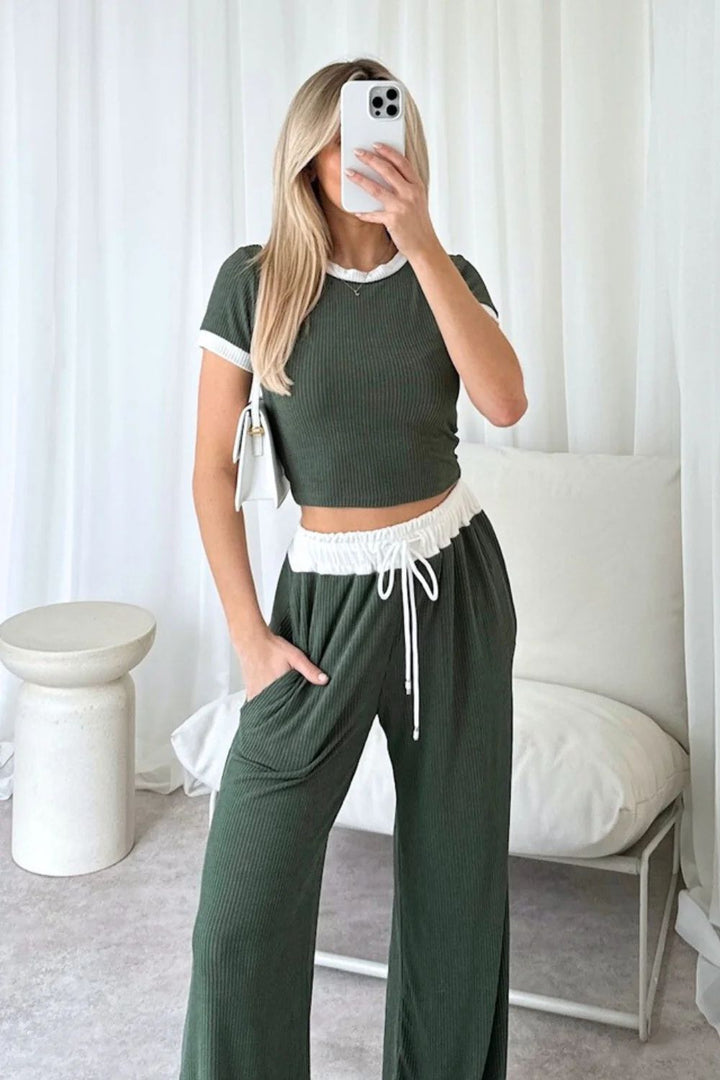 Contrast trouser crop set