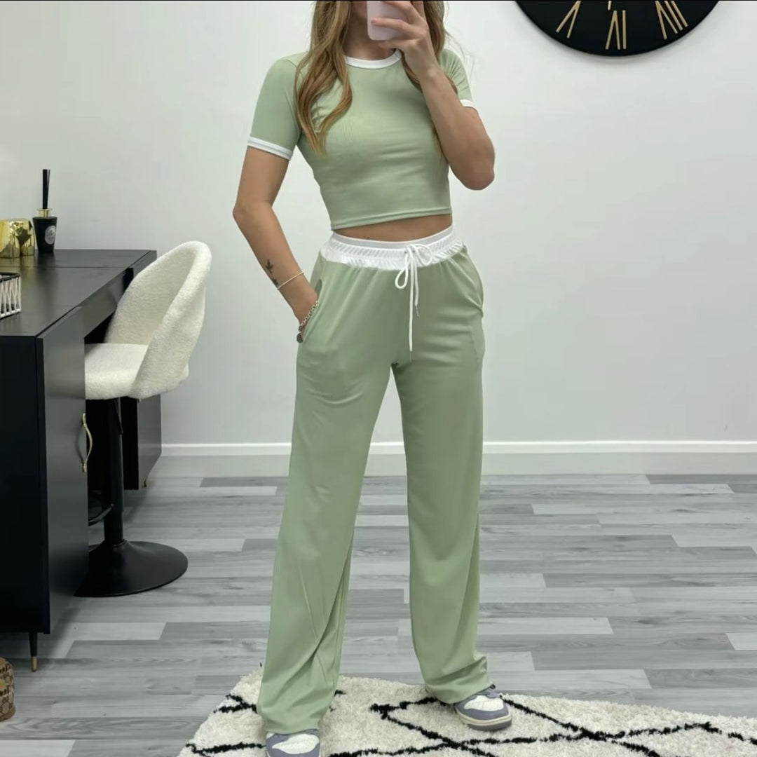 Contrast trouser crop set