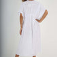 Italian Drawestring Front Flared Linen Dress