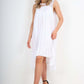 Italian Lace Neckline Dipped Hem Dress