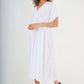 Italian Drawestring Front Flared Linen Dress