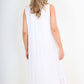 Italian Lace Neckline Dipped Hem Dress