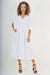 Italian Drawestring Front Flared Linen Dress