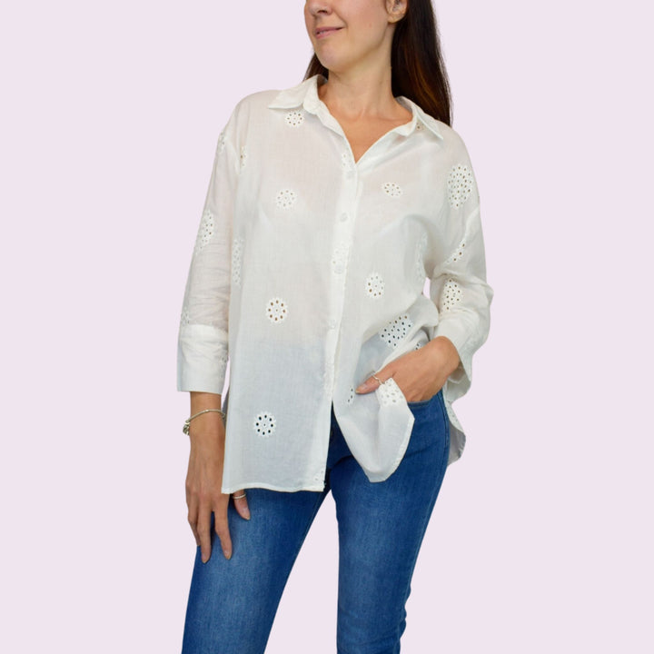 Broderie Anglaise Cotton Shirt