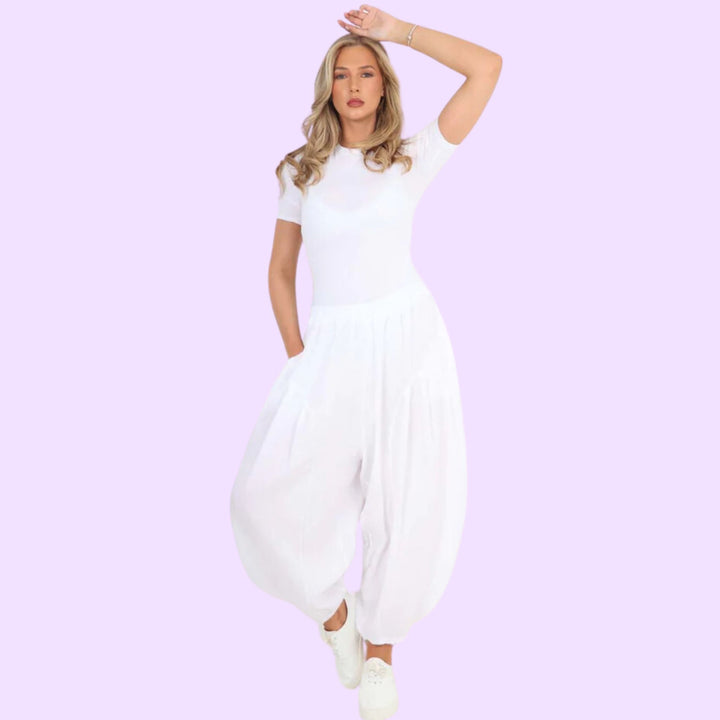 Italian Plain Linen Hareem Pants