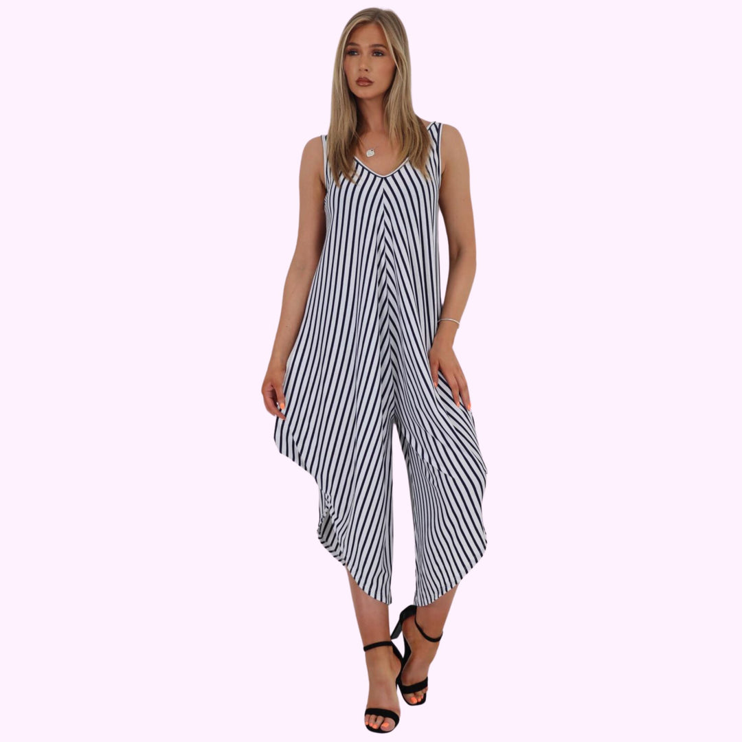 Italian Stripe Pattern Jumpsuit