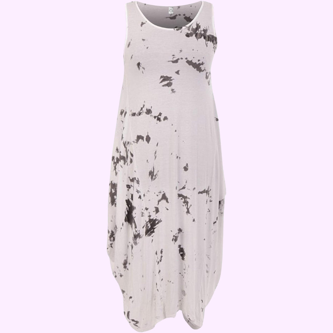 Italian Sleeveless Tie Dye Print Dress