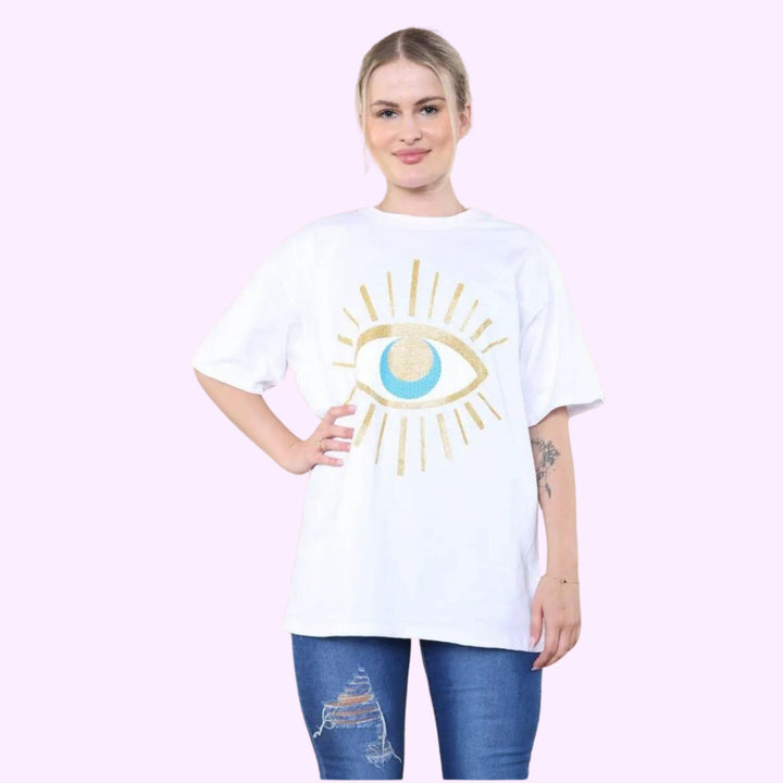 Big Eye Print Short Sleeve T-Shirt