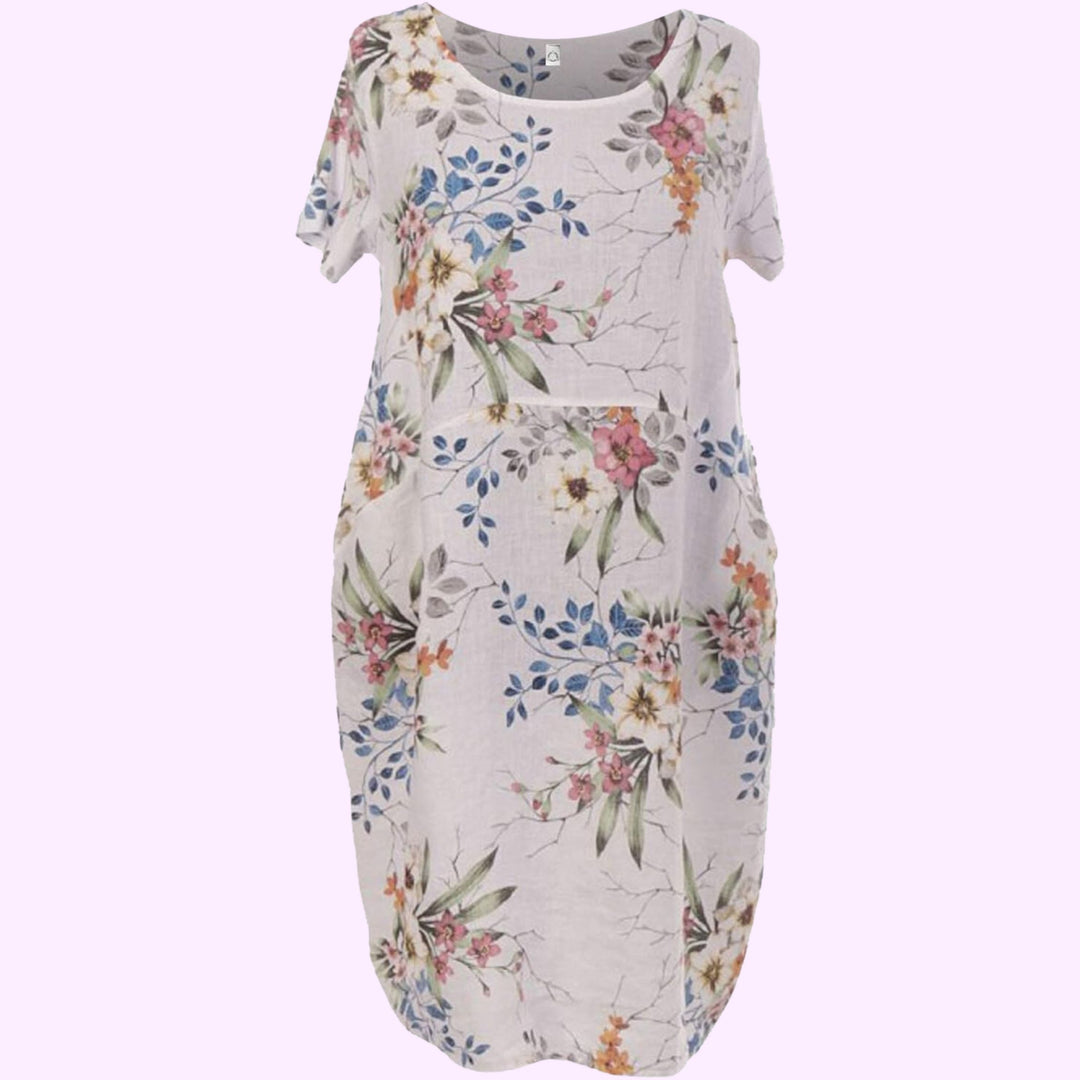 Italian Floral Linen Dress