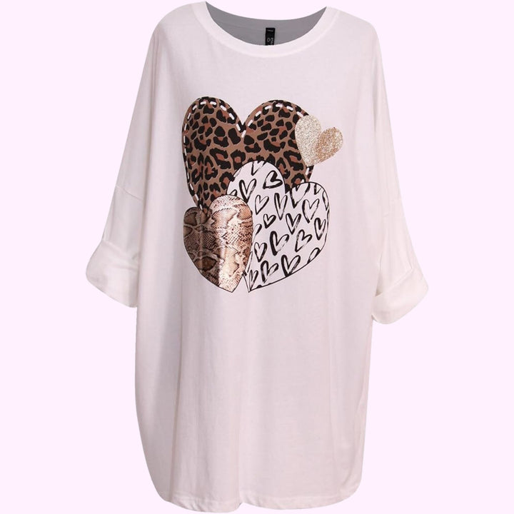 Italian Animal Heart Print Top