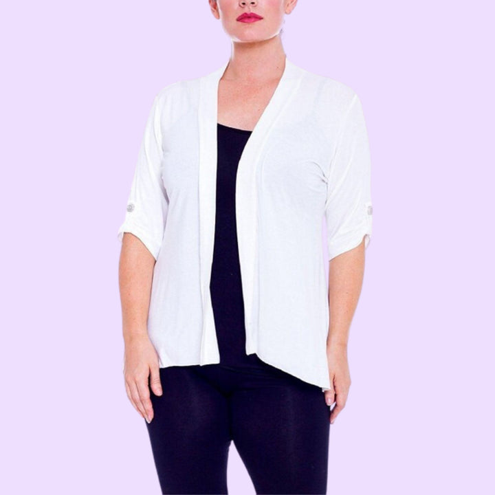 3/4 Sleeve Open Button Cardigan