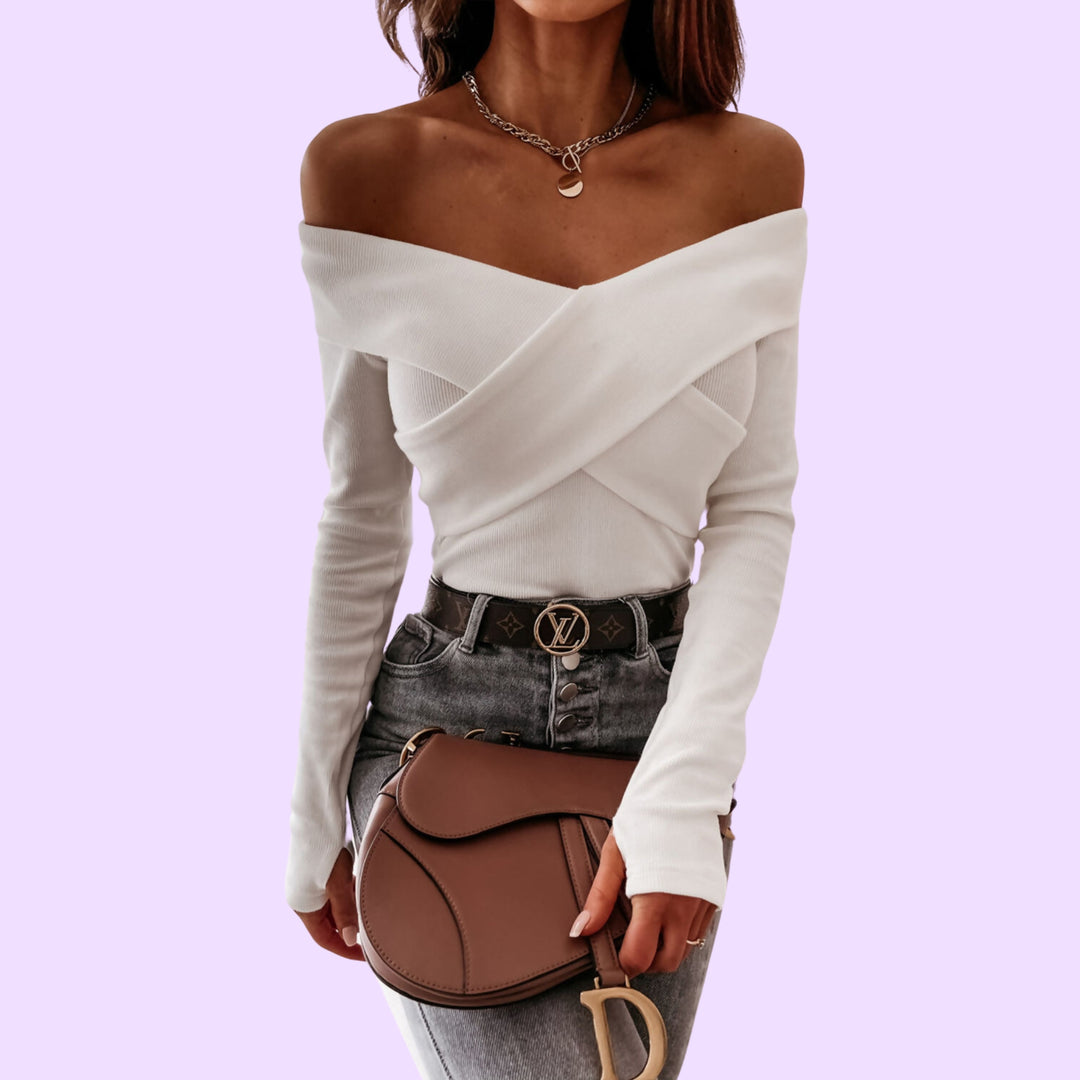 OFF SHOULDER BANDAGE RIB TOP