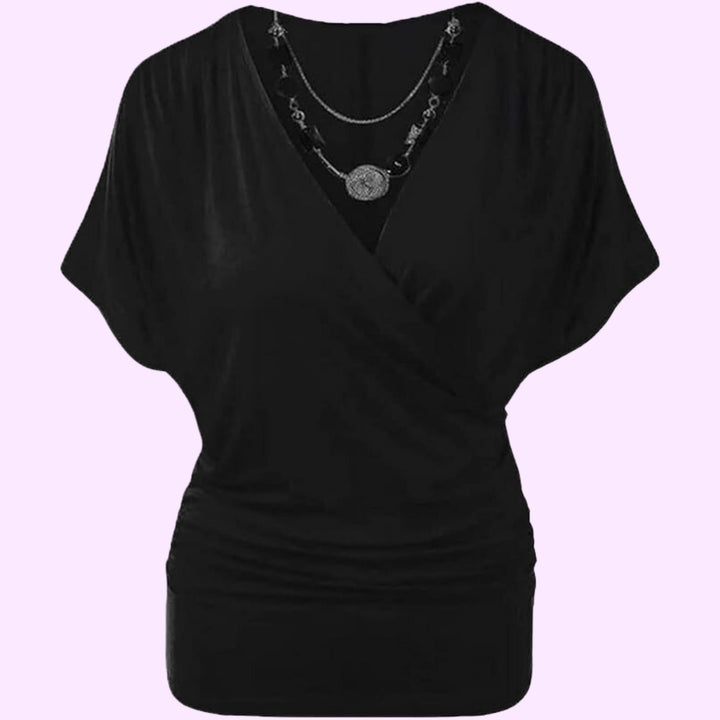 Rap Over Necklace Batwing Top