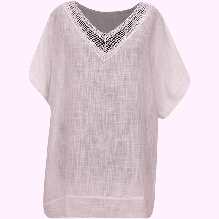 Italian V Neck Sequin lace Tunic