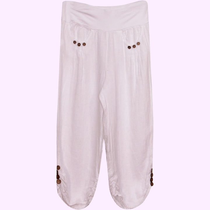 3/4 Length Cropped Linen Trousers