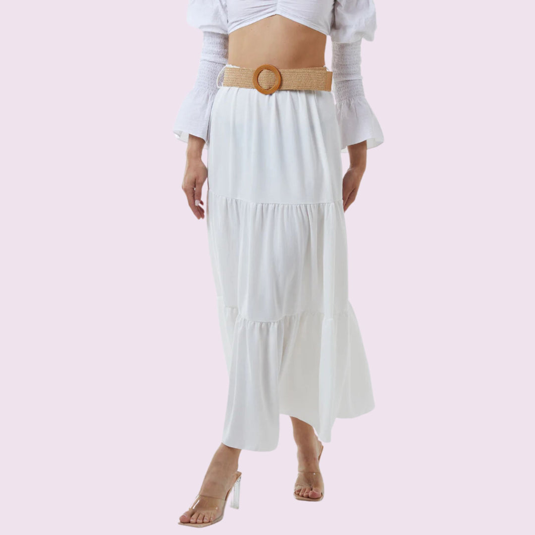 Belted Tired Maxi skirt