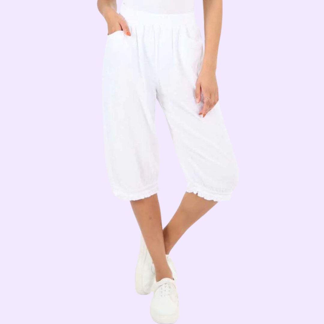 Italian Frill Hem 3/4 Linen Jogger