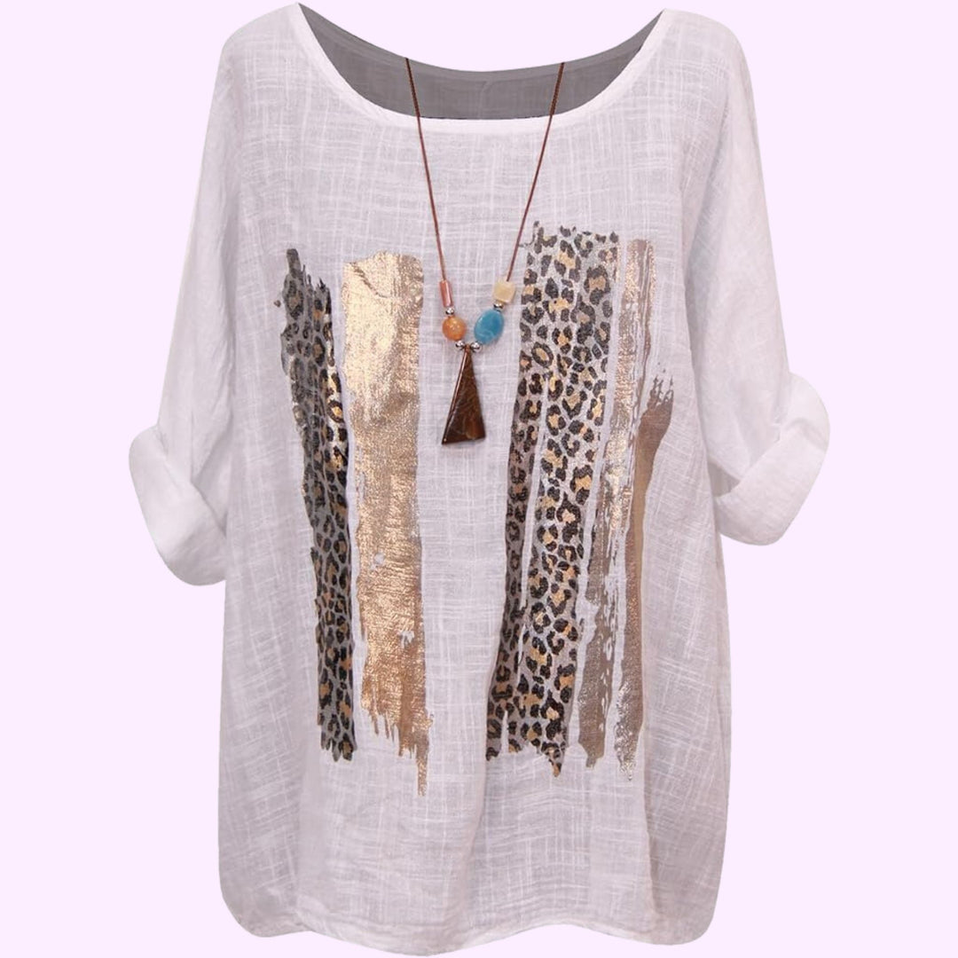 Italian Animal Foil Print Tunic Top