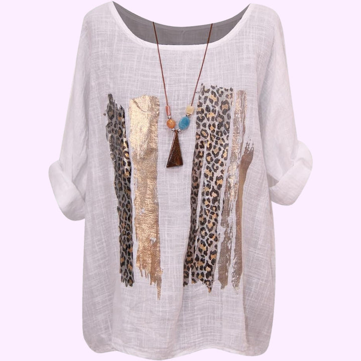 Italian Animal Foil Print Tunic Top