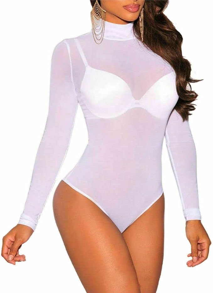 Polo Neck Mesh Bodysuit