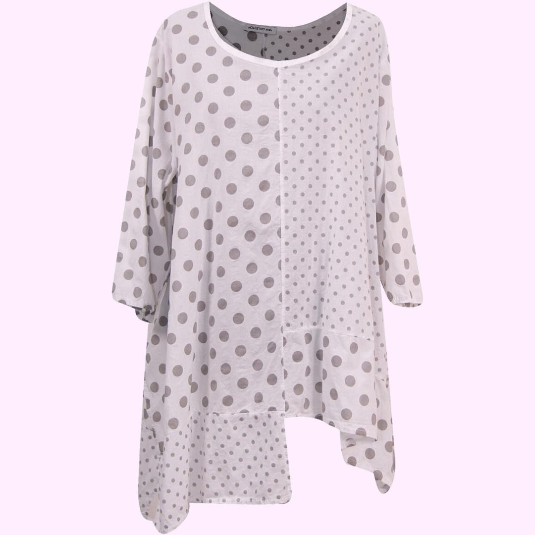 Italian Polka Dots Crew Neck Top