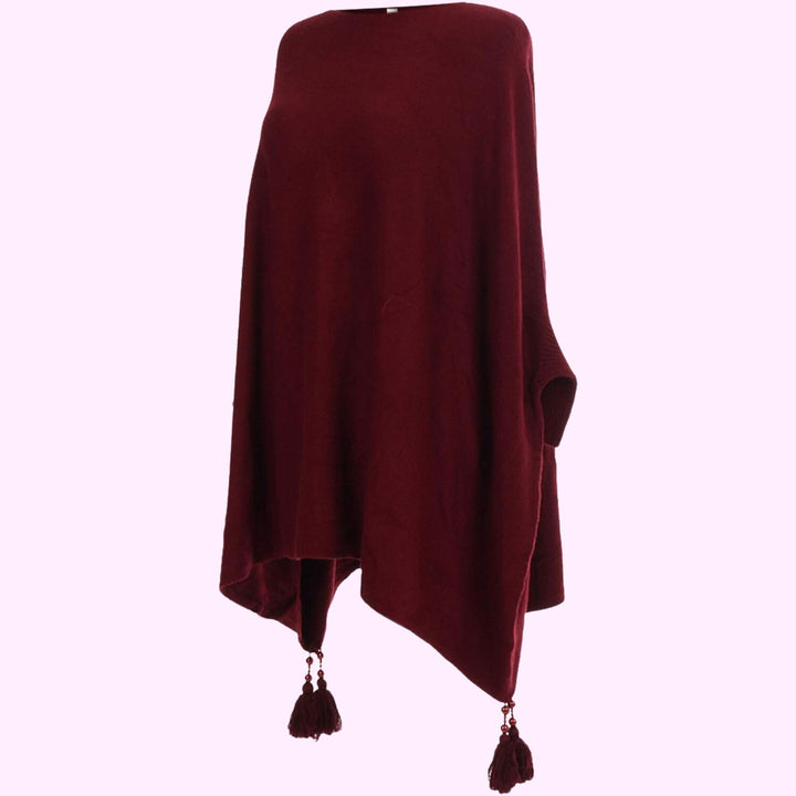 Italian Boxy Batwing Tassels Poncho