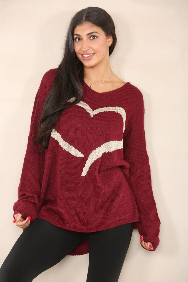 Oversized Heart Print Jumper