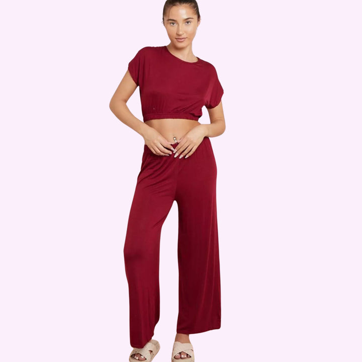 Viscous Crop Top And Palazzo Set