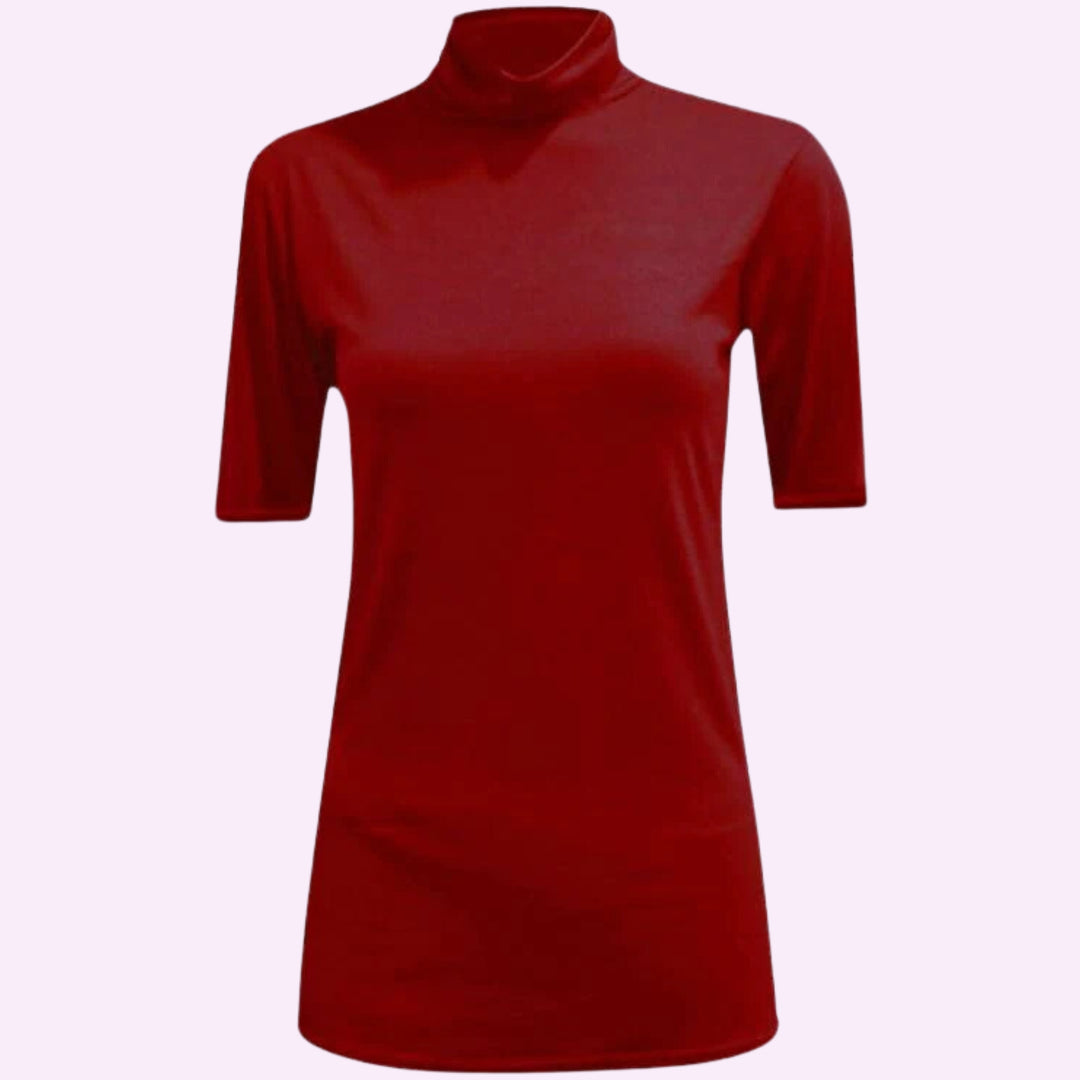 3/4 Short Sleeve High Polo Neck Shirt Top